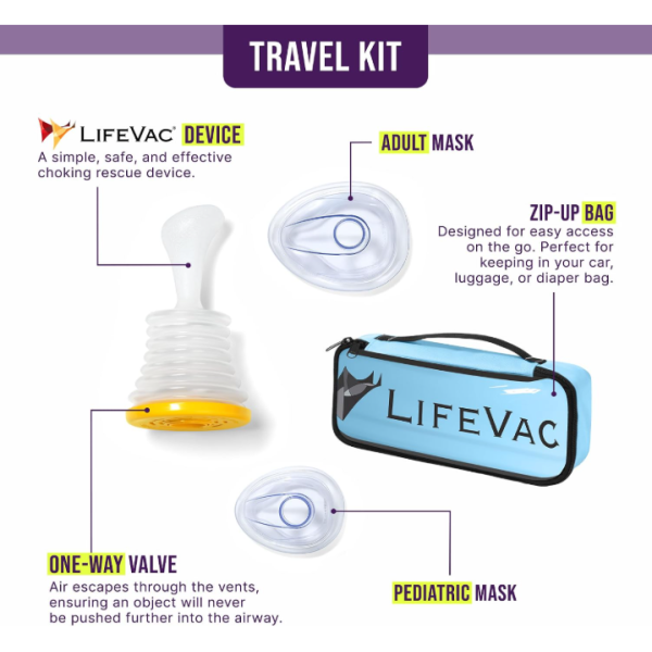LifeVac Blue Travel Kit - Portable Suction Rescue Device, First Aid Kit for Kids and Adults, Portable Airway Suction Device for Children and Adults