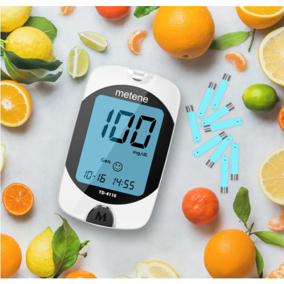 Metene TD-4116 Blood Glucose Monitor Kits, Blood Sugar Testing Kit, HSA/FSA 150 Test Strips + 150 Lancets + 1 Lancing Device + Control Solution, Large Display, Diabetes Testing for Home & Personal Use